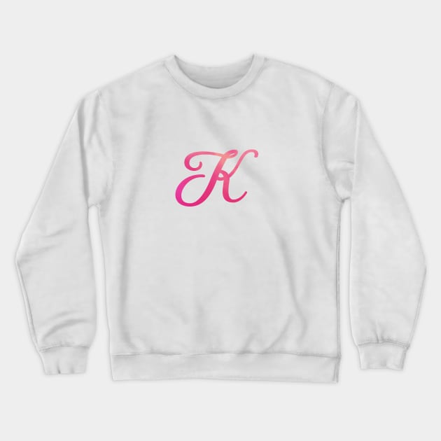 Letter K Monogram, Pink Color Personalized Design Crewneck Sweatshirt by Star58